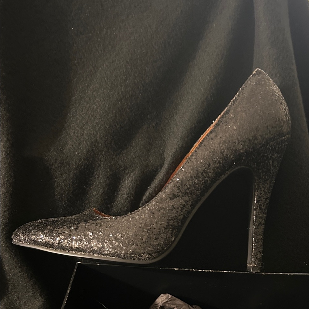 Who What Wear Black Sparkle Heels